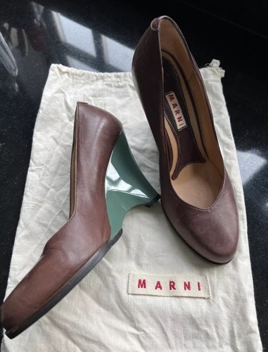 Marni soft brown leather green - brown,