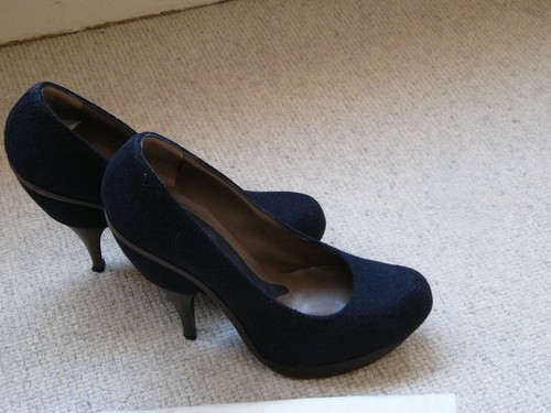 Marni black wool court shoe - black,