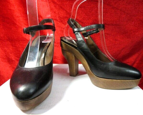 Marni black leather sling back